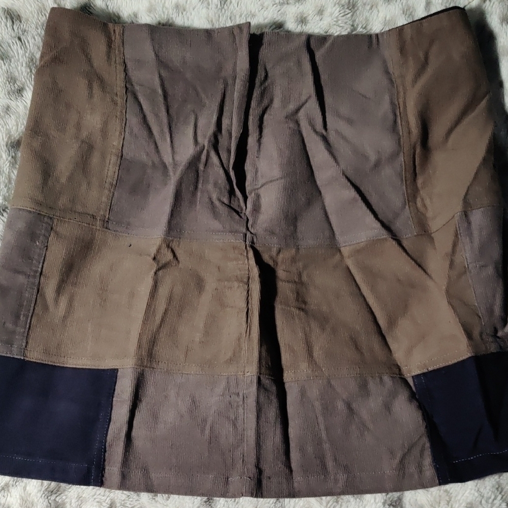 Love Riche Color Block Mini Pencil Skirt | Blue Brown Cargo Style | Boutique NWT - Picture 3 of 5